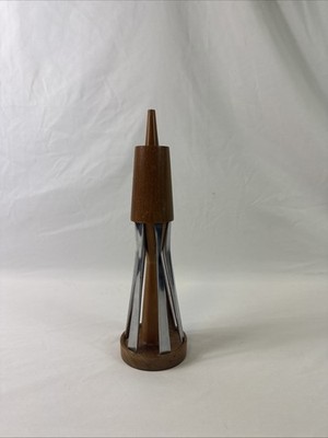 Mid-Century Modern Steak Knife Set. Wood And Steel Tower
