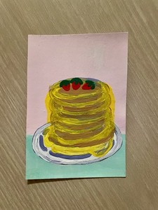 ACEO Original Acrylic Paint Pancakes Food Art Painting By JocelynChavezArt