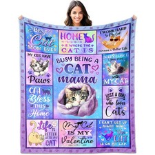 Cat Gifts Mom Lady  Lover Blanket - 50"X60" Funny Themed Gift for Women Cat ...