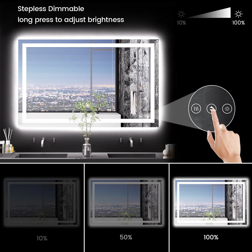 Espejo de baño 48X30 con luces, antiniebla, retroiluminado + retroiluminado delantero, bate iluminado... Foto 3 de 4