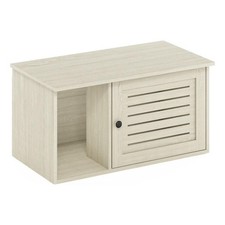 Pemberly Row Farmhouse Hidden Cat Litter Box with Divider in White Wash