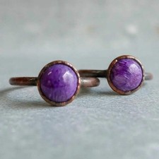 Charoite Boho Ring - Handcrafted Copper Talisman for Calm Curiosity