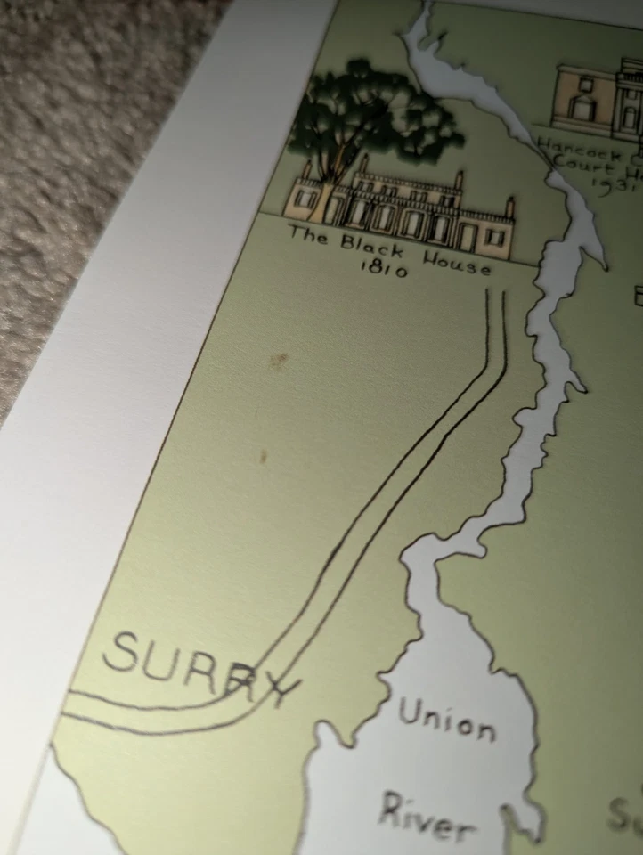 Mapa artístico Acadia National Park Bar Harbor Maine 1933 reimpresión por M Fellows Foto 2 de 3