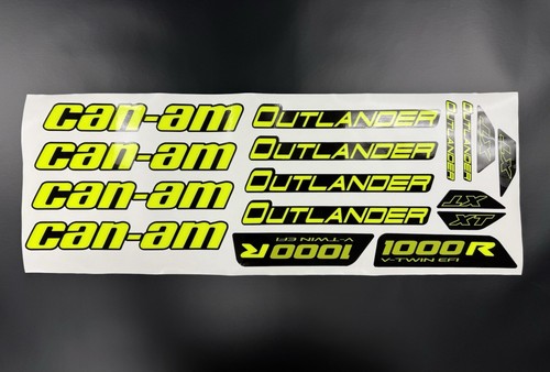 CAN-AM CANAM OUTLANDER 1000R 1000 R DECAL SET LAMINATED FLUORESCENT FLO YELLOW - Picture 1 of 11
