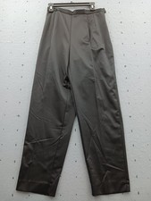 Women Dress Pants Black Polyester Elastic Waist Pull On Pleated Front Work