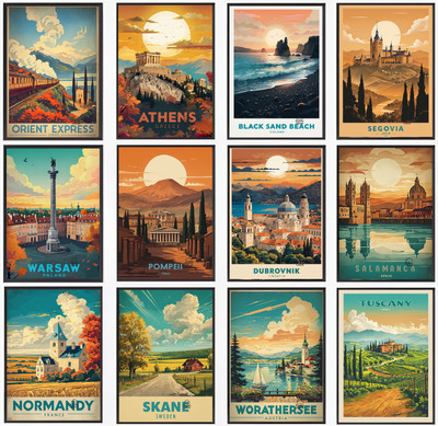 Vintage Reise Poster Stadt Retro Fantasy Stadtbild Home Pub Kunst Deko A5 A4 A3
