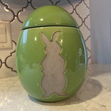 Spring Green Peter Rabbit Easter Egg Cookie Jar Biscuit Canister World Market