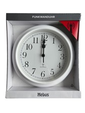 Mebus Funkwanduhr, Wanduhr, Funkuhr, weiß Ø 24,5cm - Nr. 12729