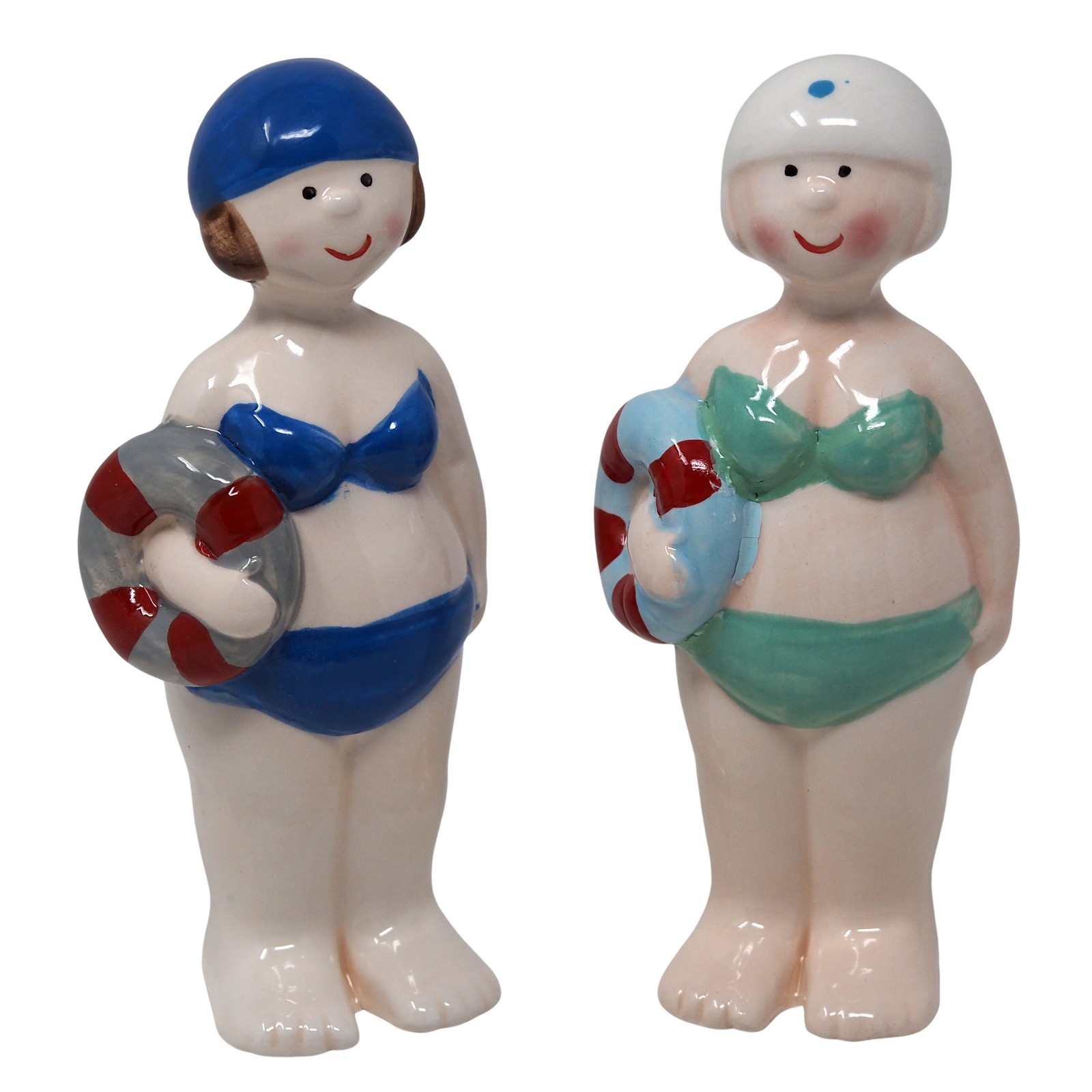 Ceramic Ladies Wild Swimmer Dipper Novelty Figurines - Set of 2