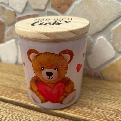 Duftkerze Teddy Hab dich lieb mit Jasminduft Geschenkidee Freundin Mama Papa