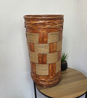 VINTAGE geflochtener hoher Weidenkorb Schirmständer Halter Boho Landhaus Landhaus