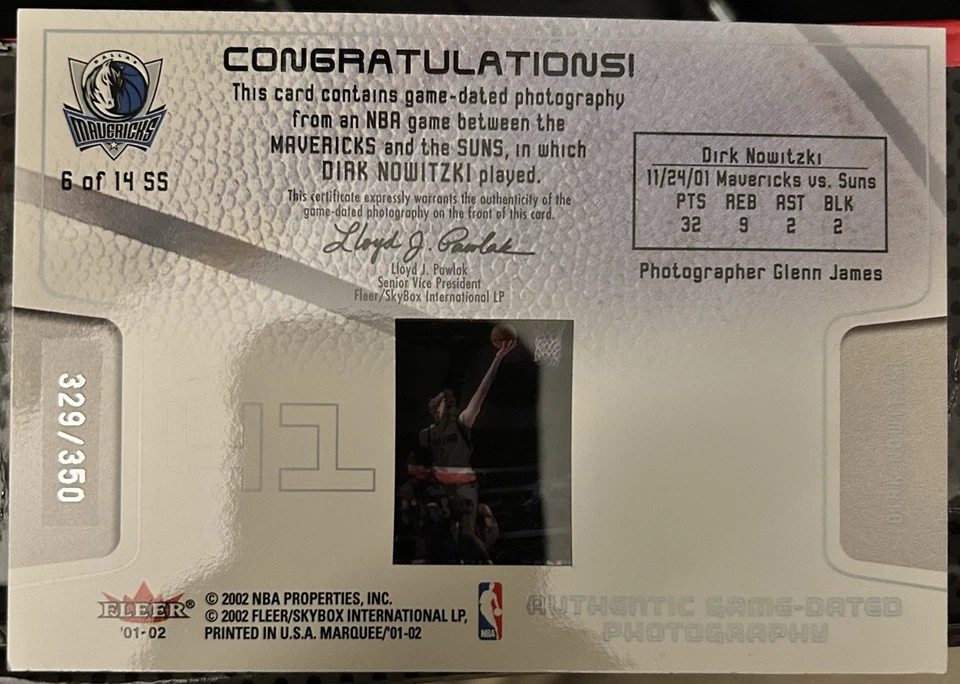 2002 Fleet Marquee Film Dirk Nowitzki JUMBO /350 #6 Of 14 SS - Image 2 of 2