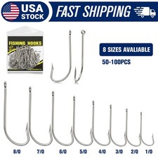50-100PCS Saltwater Fishing Hooks Size 1/0-8/...