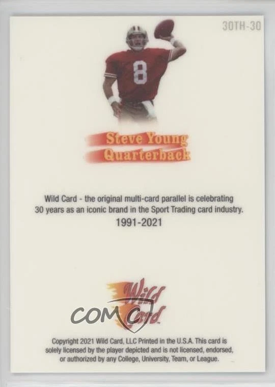 2021 Wild Card Nationals 30th Anniversary White Blue /75 Steve Young HOF - Image 2 of 2