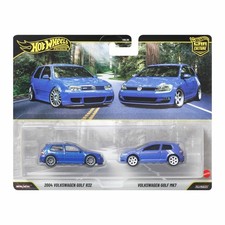 2026 Hot Wheels Premium 2-Pack 2004 Volkswagen Gold R32  Volkswagen Golf MK7