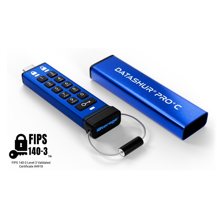 iStorage datAshur PRO+C 256GB | FIPS 140-3 Level 3 Certified | Secure USB Type-C