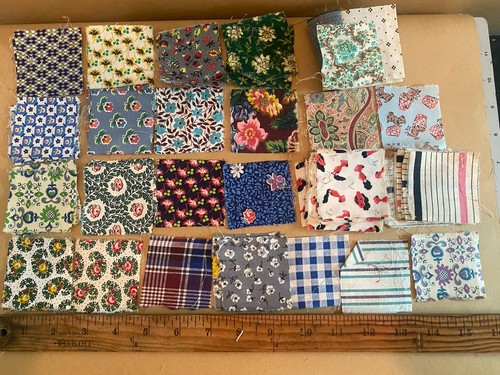 Vintage 2x2 Quilt Fabric Squares Lot Feedsack Floral Calico Cotton Scraps