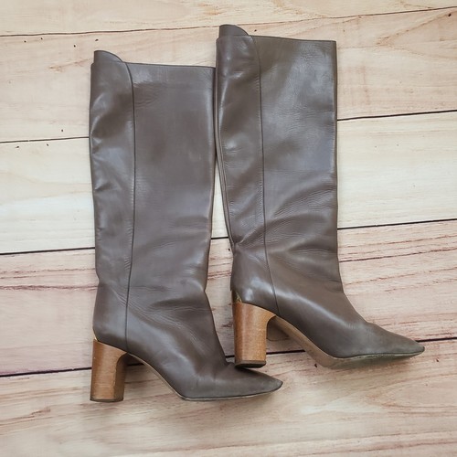 Stivali Chloe donna taglia 38 pelle marrone tacco alto a blocco Made in Italy designer - Foto 12 di 16