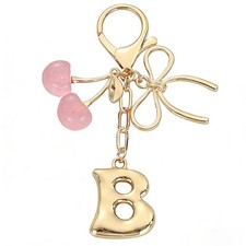 Initial Keychain Cherry Bag Charms, Cute Letter Gift for Girls Purse Tote Bac...