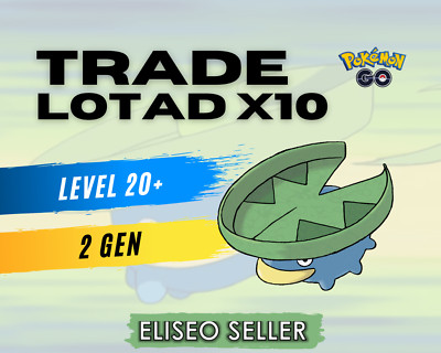 Pokemon Lotad x10 GO -  2 GEN Johto PACK - Chance Lucky