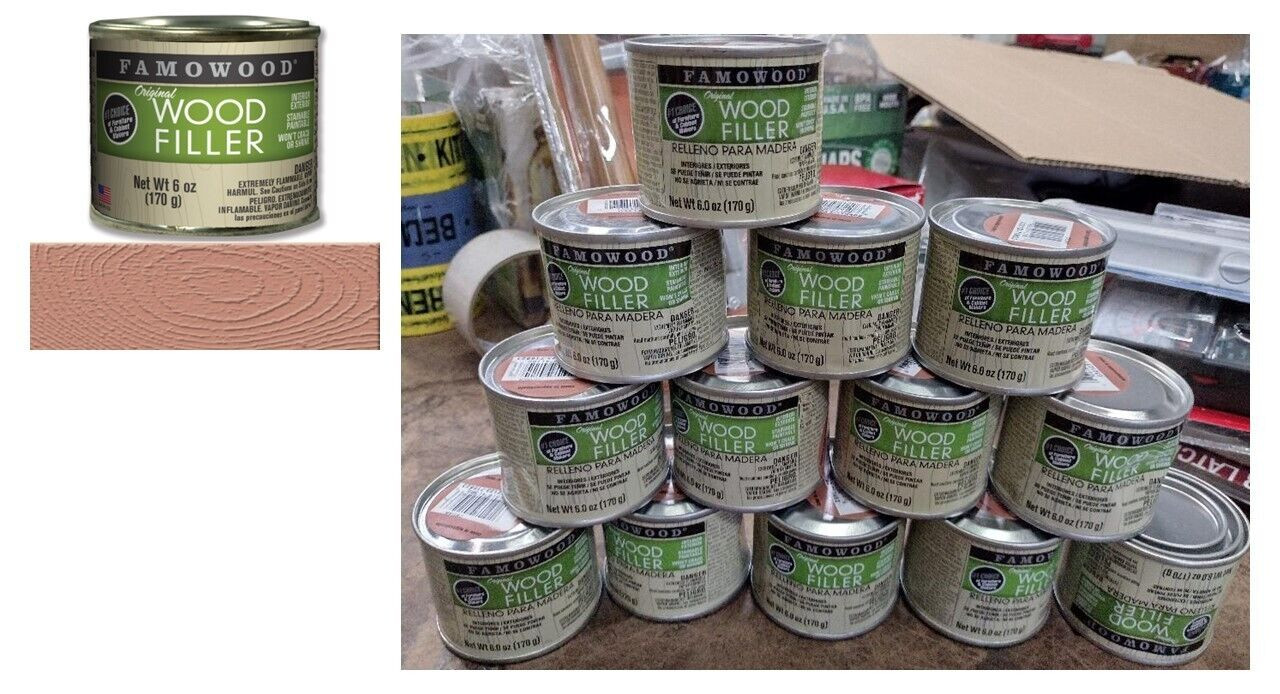 WOOD FILLER, SOLVENT-BASED, CEDAR 6 OZ/0.25 Pint  FAMOWOOD ® 36141108 (13-PACK)