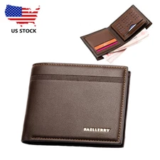Man's Leather Wallet Bifold Purse Multifunctional ID Card Holder Coin Wallet US