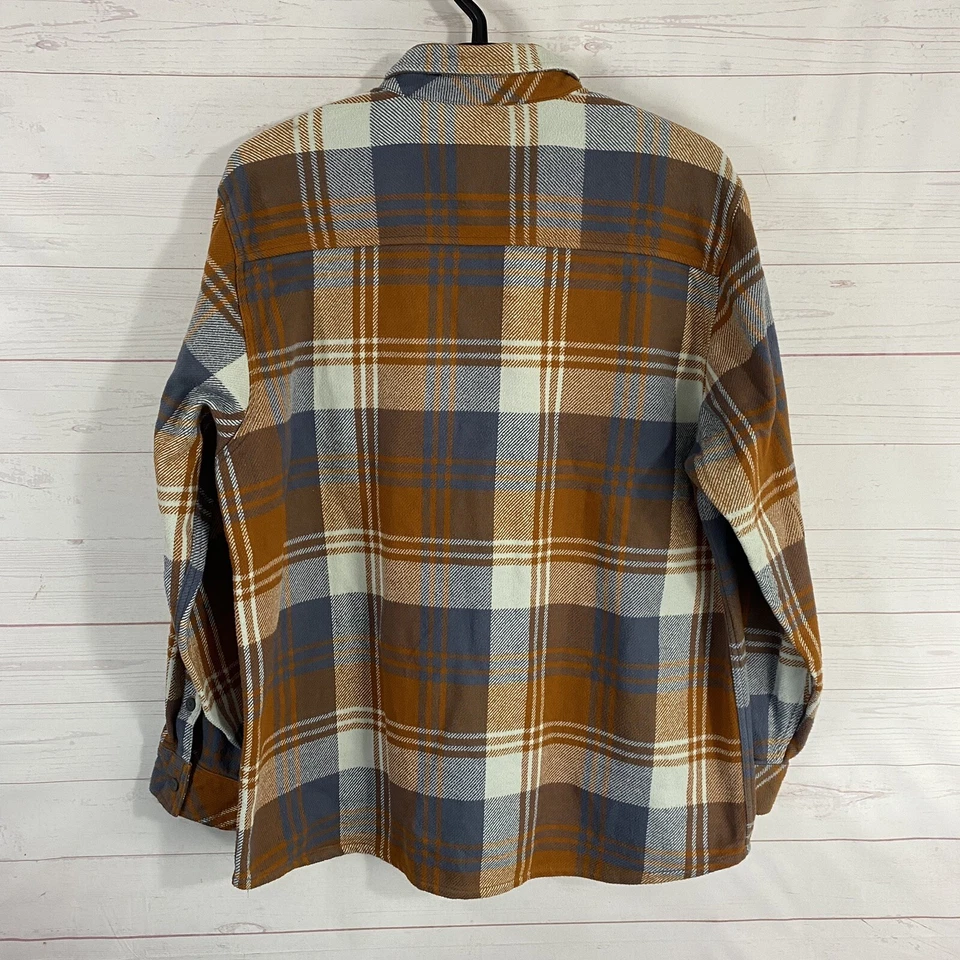 Eastern Mountain Sports Mens Heavey Cotton Plaid Flannel Shirt XL Rust Long Slv - Image 3 of 4