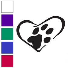 Dog Paw Print Heart Love, Vinyl Decal Sticker, Multiple Colors Sizes 1138