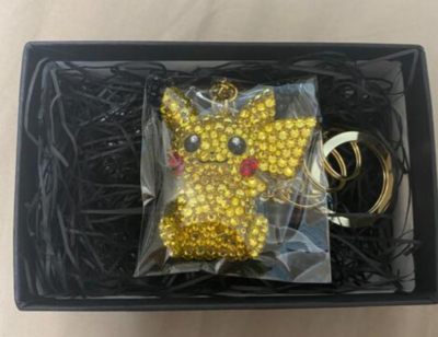 Pikachu Swarovski Crystal Stone Key Chain Figure Pokemon Center