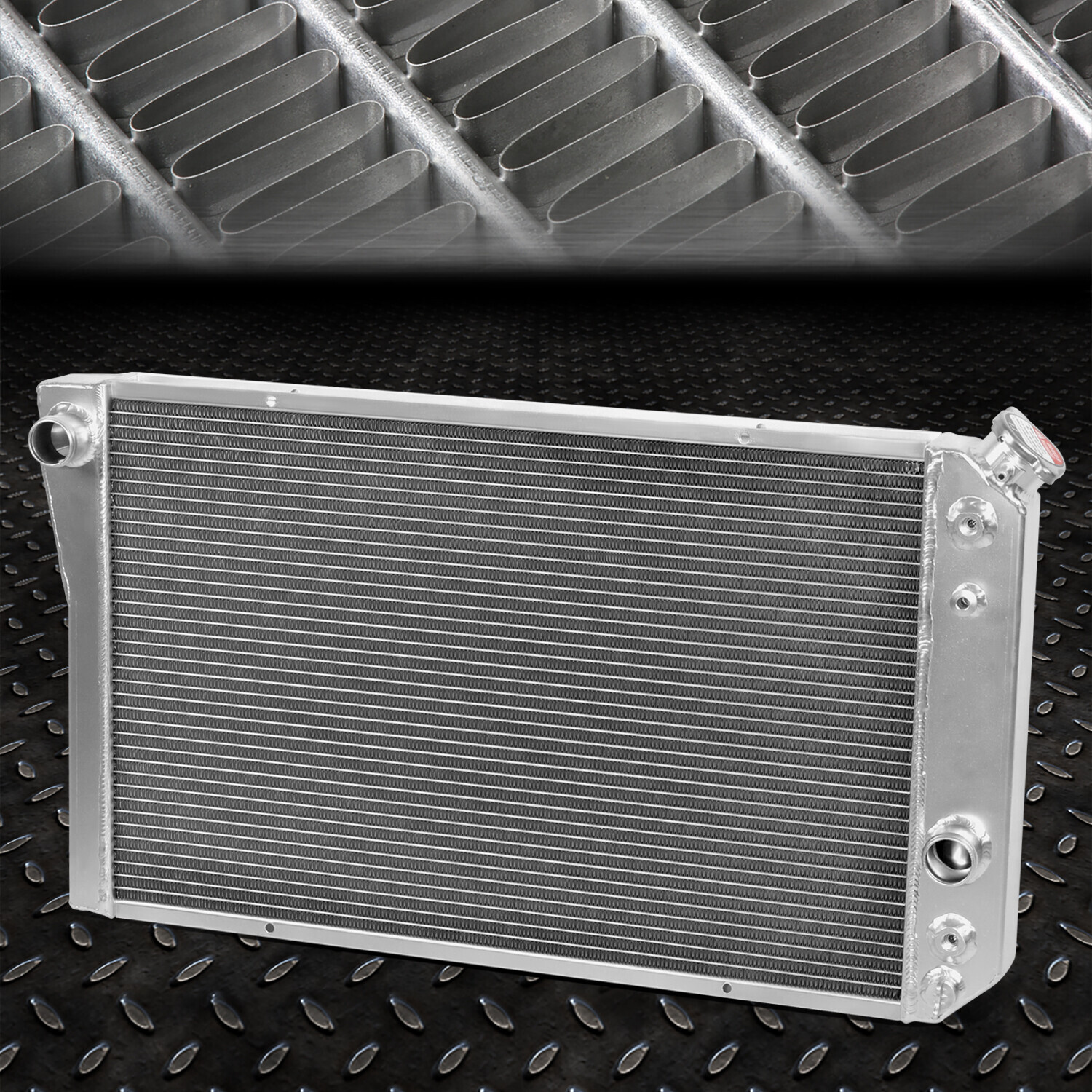 3-Row Aluminum Racing Radiator With 2 Fans For 1985-1996 Ford F-150 F-250 Super Duty V8 Trucks