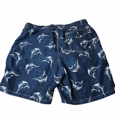 Old Navy Swim Trunks Men's Board Shorts Blue White Fish Marlins Large