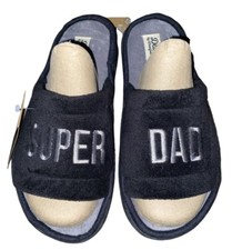 NEW Men's dluxe by Dearfoams Super Dad Slippers Houseshoes - Black Small 7-8