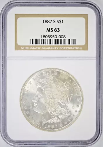 1887-S Morgan Silver Dollar NGC MS63