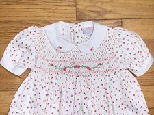 VTG Petit Ami Smocked & Embroidered Floral Polka Dot Dress 6 Months
