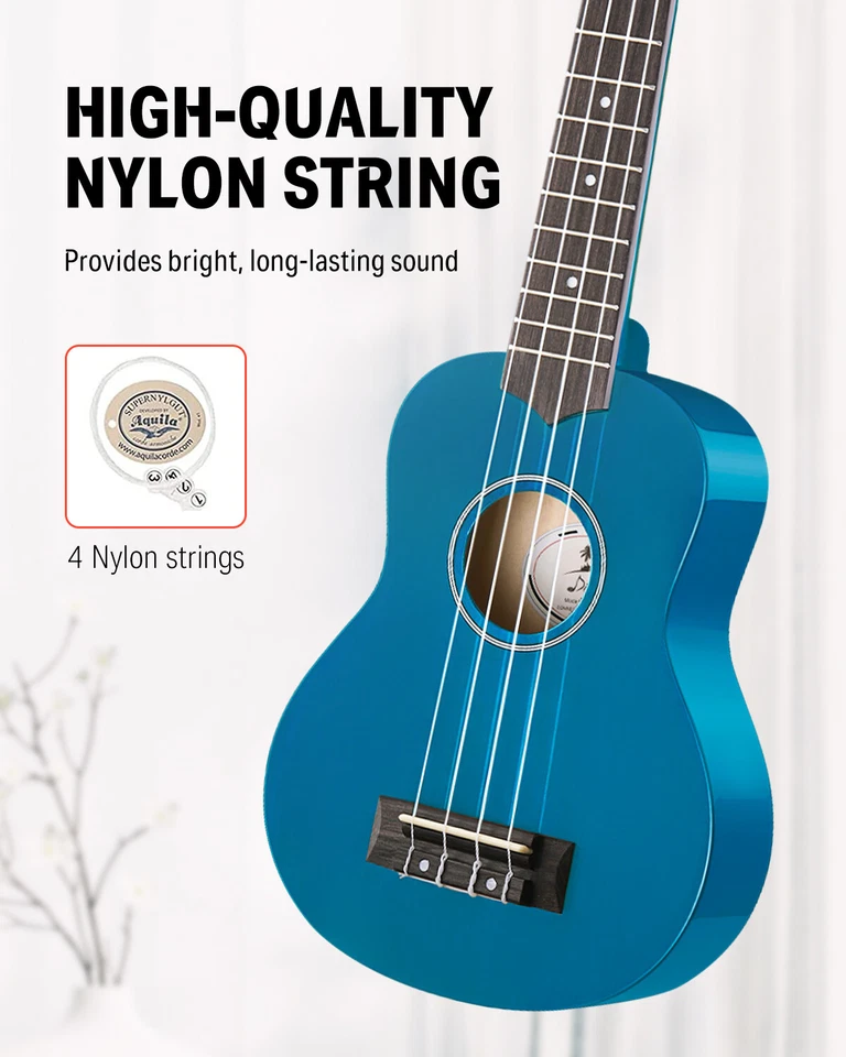 Donner 21 inch Soprano Ukulele Blue Ukalele Ukelele With Bag String Tuner Strap - Image 3 of 4