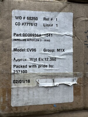 GOULDS PUMP OD06936A PUMP IMPELLER MODEL CV96 MTX 2X2-10''