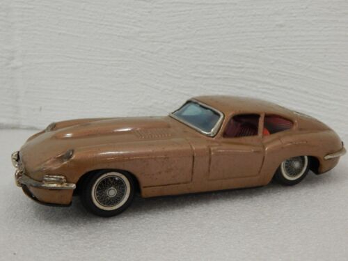 Coche de juguete Jaguar XK-E de fricción de hojalata de 8" de Bandai Japón vintage marrón claro - Imagen 1 de 7