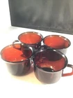 vintage rudy red depression glass 4 coffee cup France