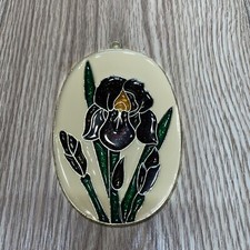 Vintage Purple Iris Suncatcher -Oval - Flower - Floral
