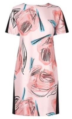 L.K. Bennett Dr Sarva Rose Pink Shift Dress Women's Size 8 Floral Silk Blend
