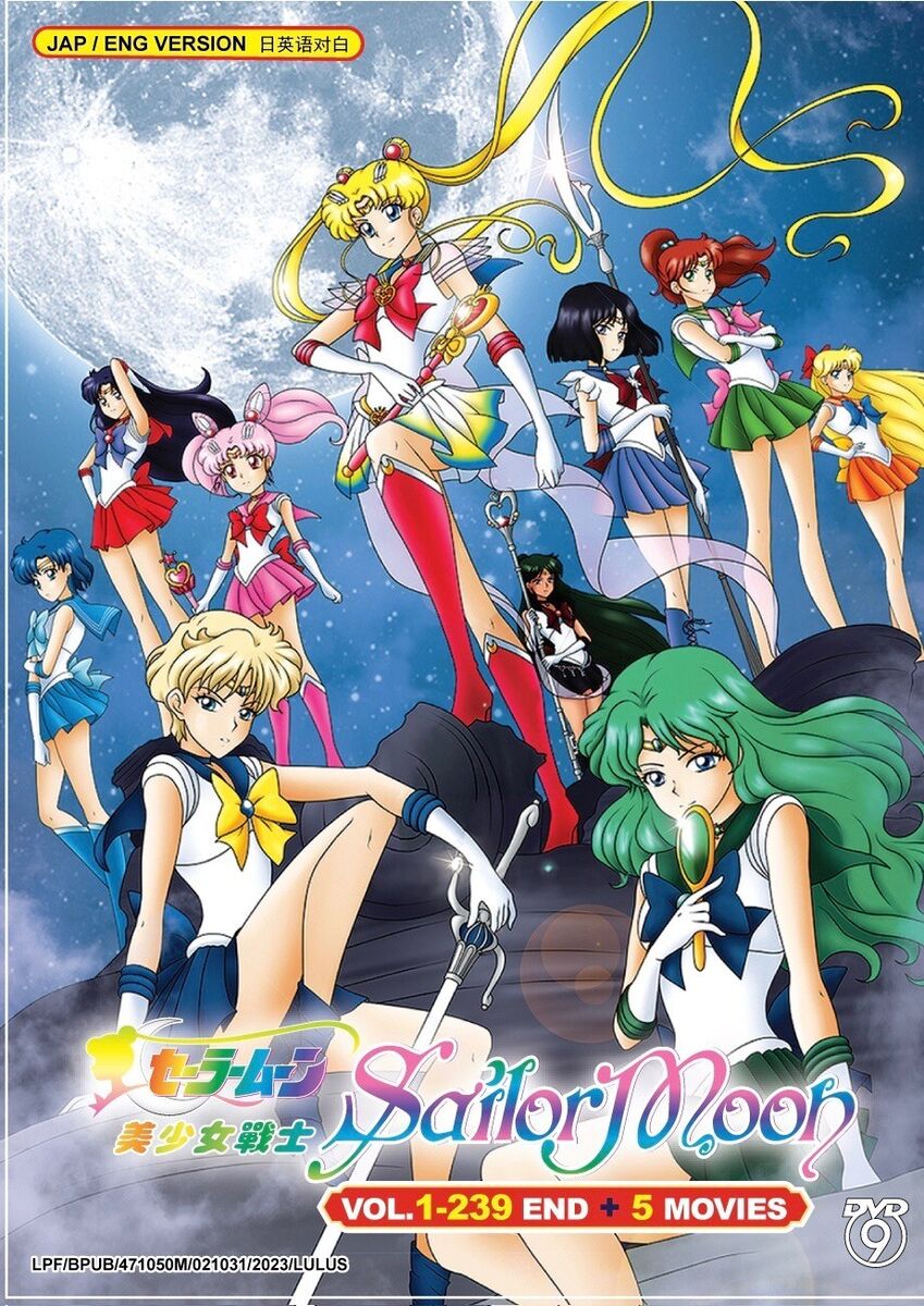 Sailor Moon (Season 1 2 3 4 5 + Crystal + 3 Movie) ~ All Region~ English  Version