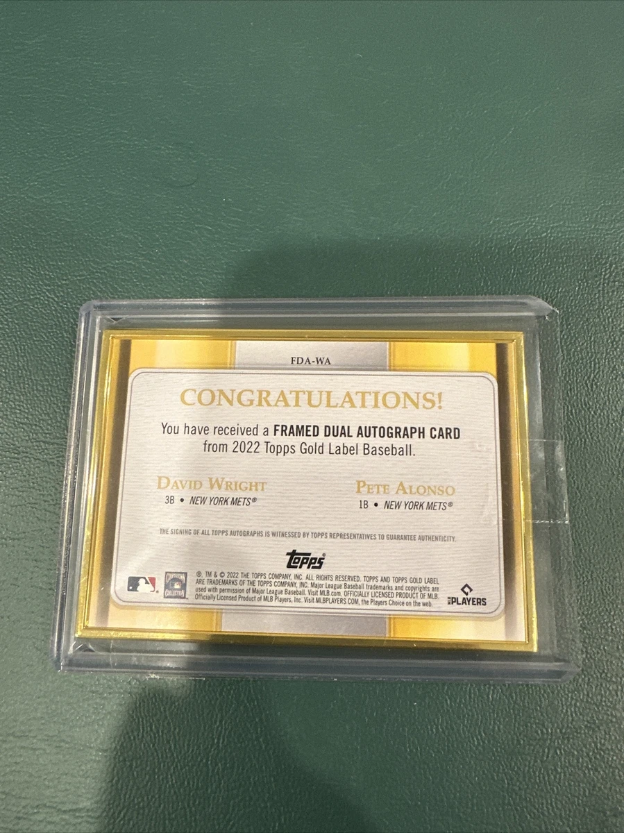 DAVID WRIGHT/PETE ALONSO 2022 TOPPS GOLD LABEL GOLD FRAMED DUAL AUTO! 6/10! SSP!
