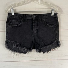 Forever 21 Womens Button Fly Cutoff Denim Shorts Sz 28 Black Cotton Blend New
