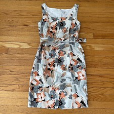 St. John Collection Silk Blend Floral Dress SZ 10 Career Business Old Money