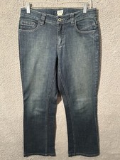 Cache Embroidered Pocket Dark Wash Boot Cut Denim Blue Jeans Women's 8