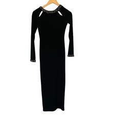 ASOS Beaded Shoulder Cut Out Midi Dress Size 0 Black