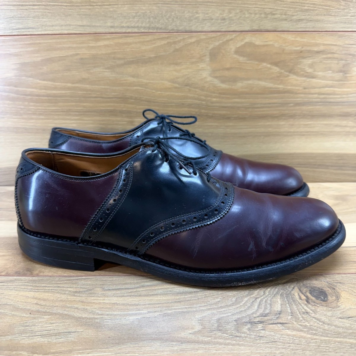 Allen Edmonds Polo Oxfords Shoes Men 11.5 B Burgundy Black 