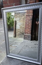 Lovely silver hanging rectangular mirror - 106cm x 76cm x 3cm
