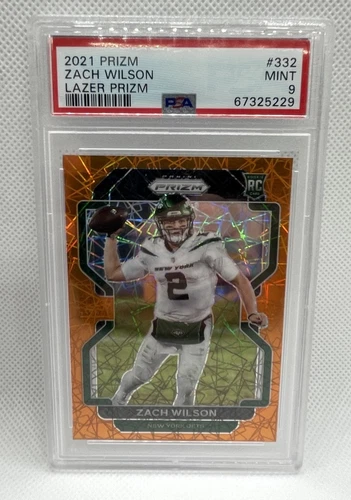 Prizm 2021 - Zach Wilson Orange Lazer Prizm  #332 PSA 9
