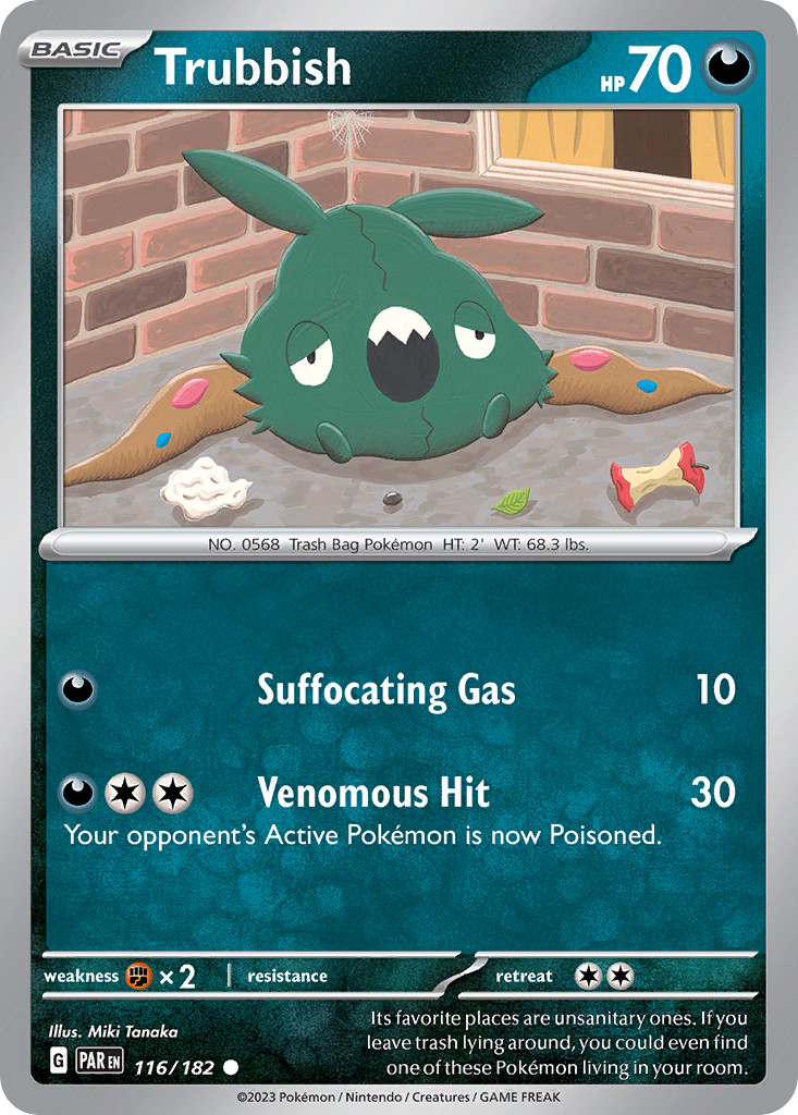 TRUBBISH 116/182 COMMON PARADOX RIFT POKEMON NEAR MINT